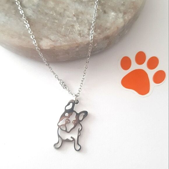 French Bulldog Shiny Charm Stainless Steel Adjustable 18" - 20" Necklace - Picture 10 of 12
